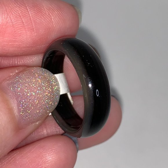 Black Agate Ring, Size 7 1/2 - Picture 6 of 7